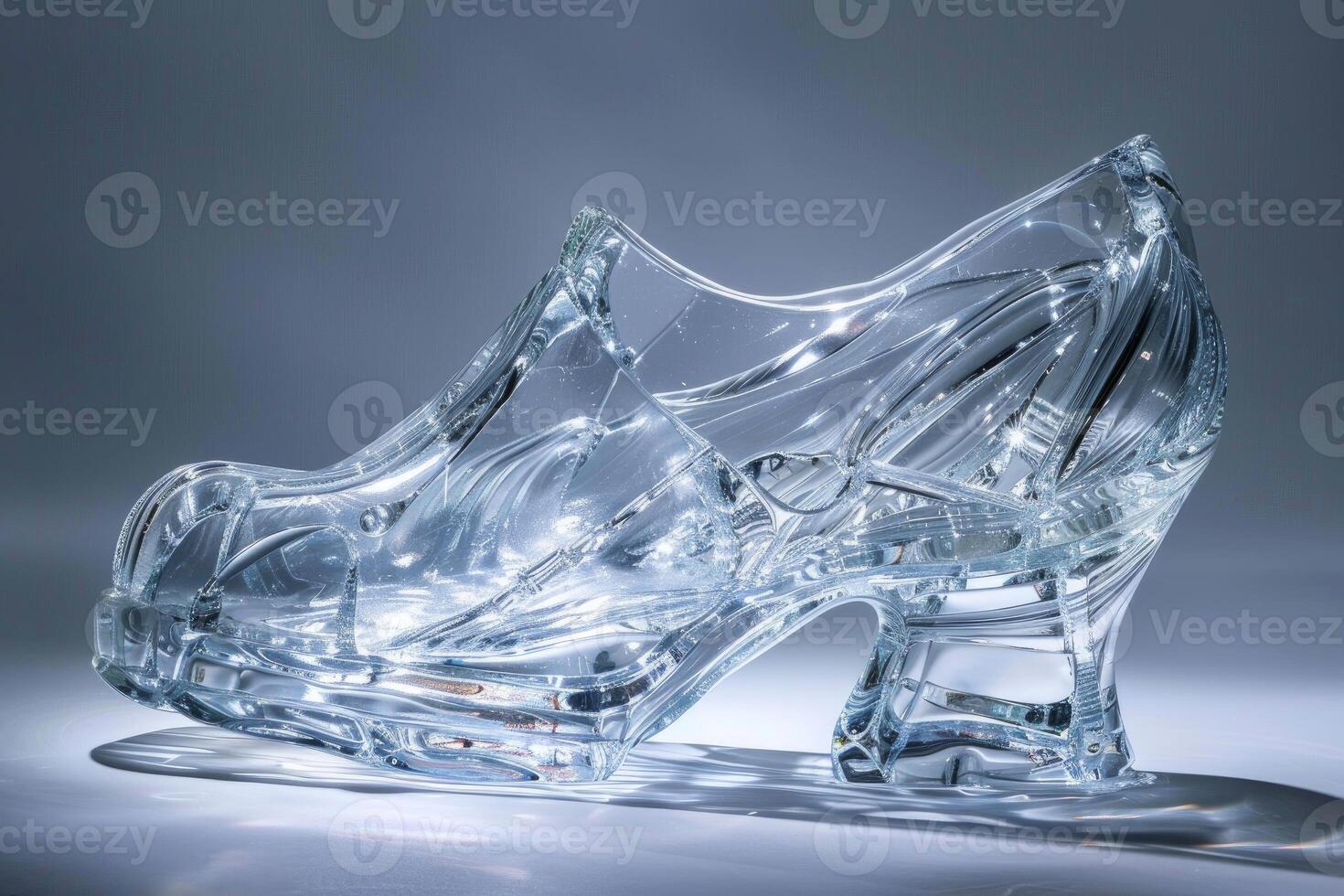 Enchanted glass slipper on gradient background photo