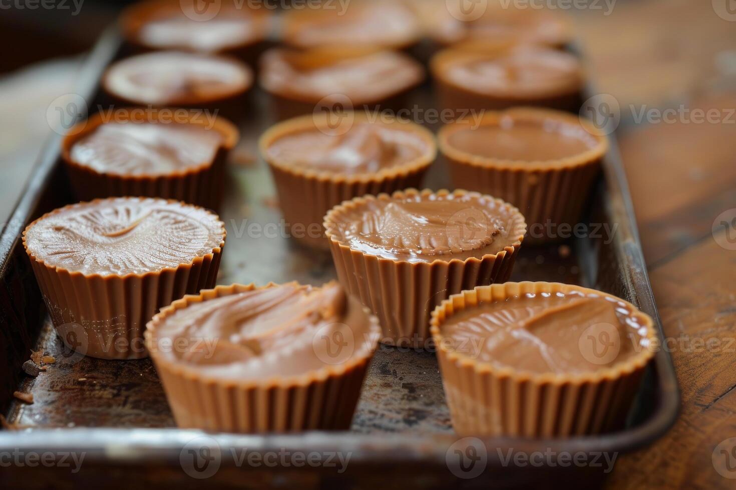 Freshly made chocolate peanut butter cups photo