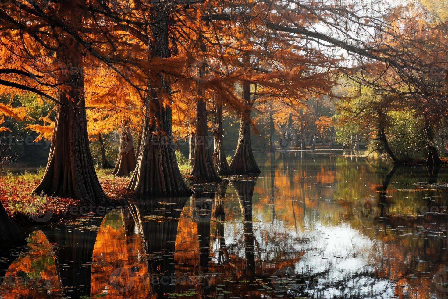 Autumn serenity at cypress swamp photo
