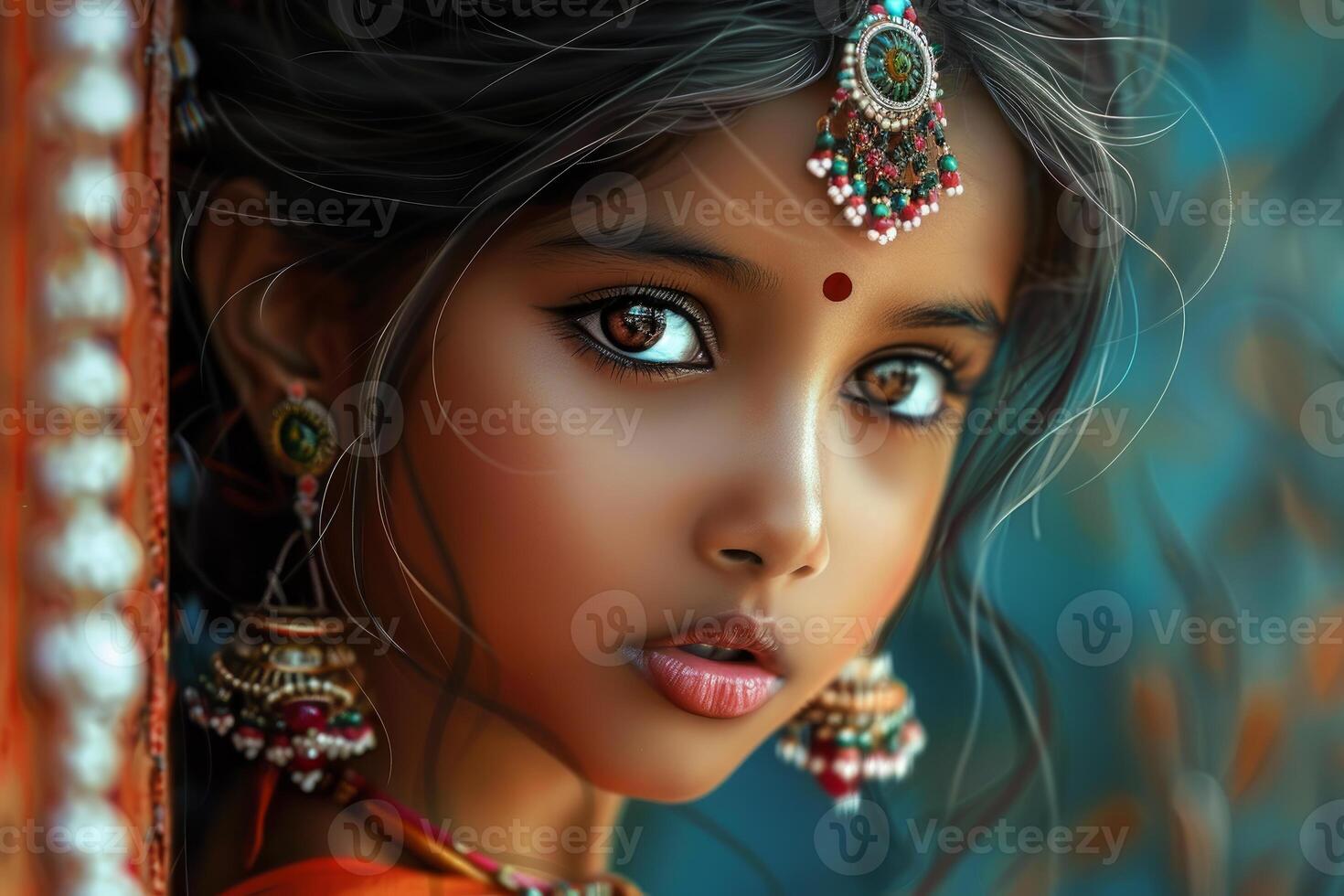 Exquisite traditional indian beauty portrait photo