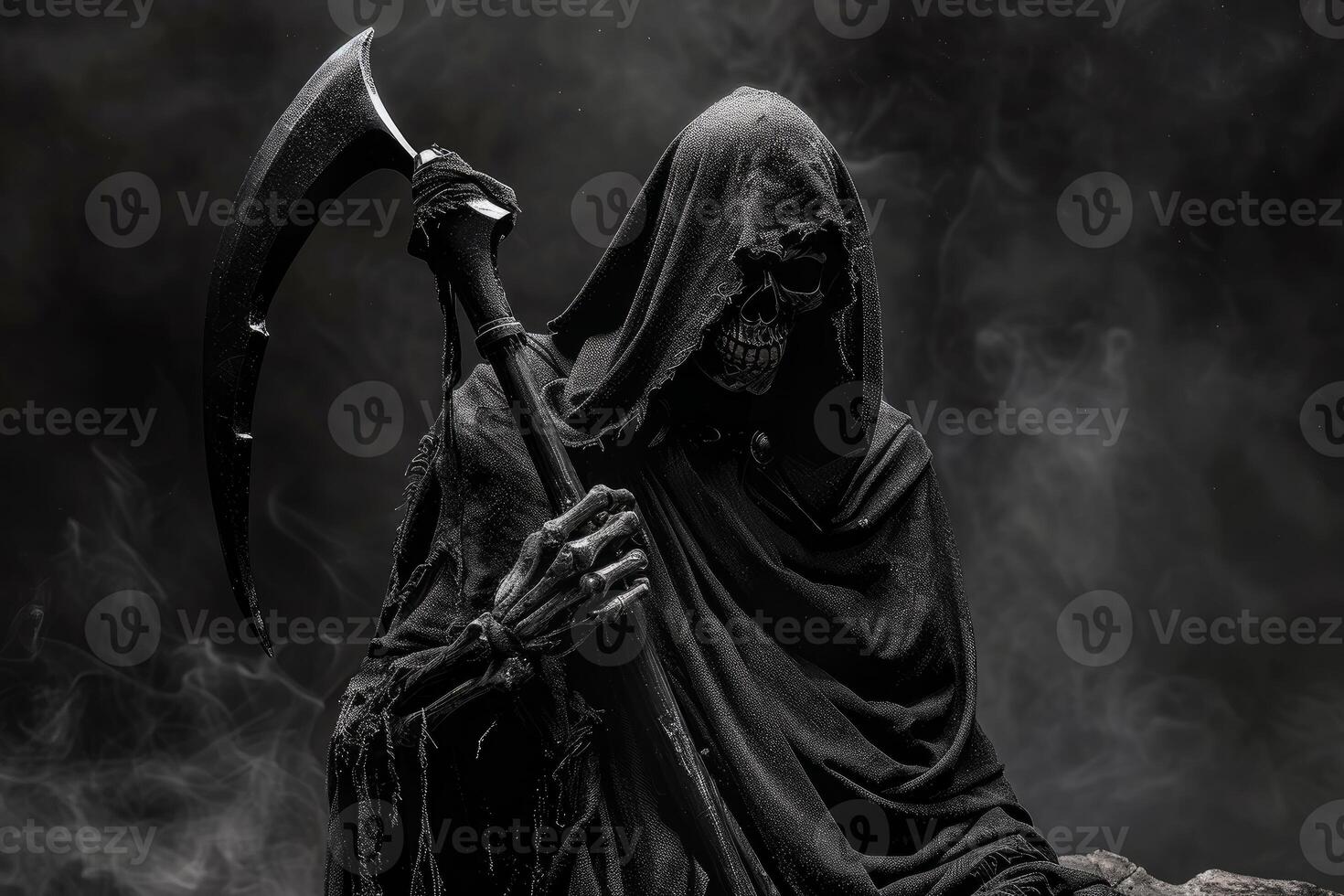 Grim reaper in misty shadows photo