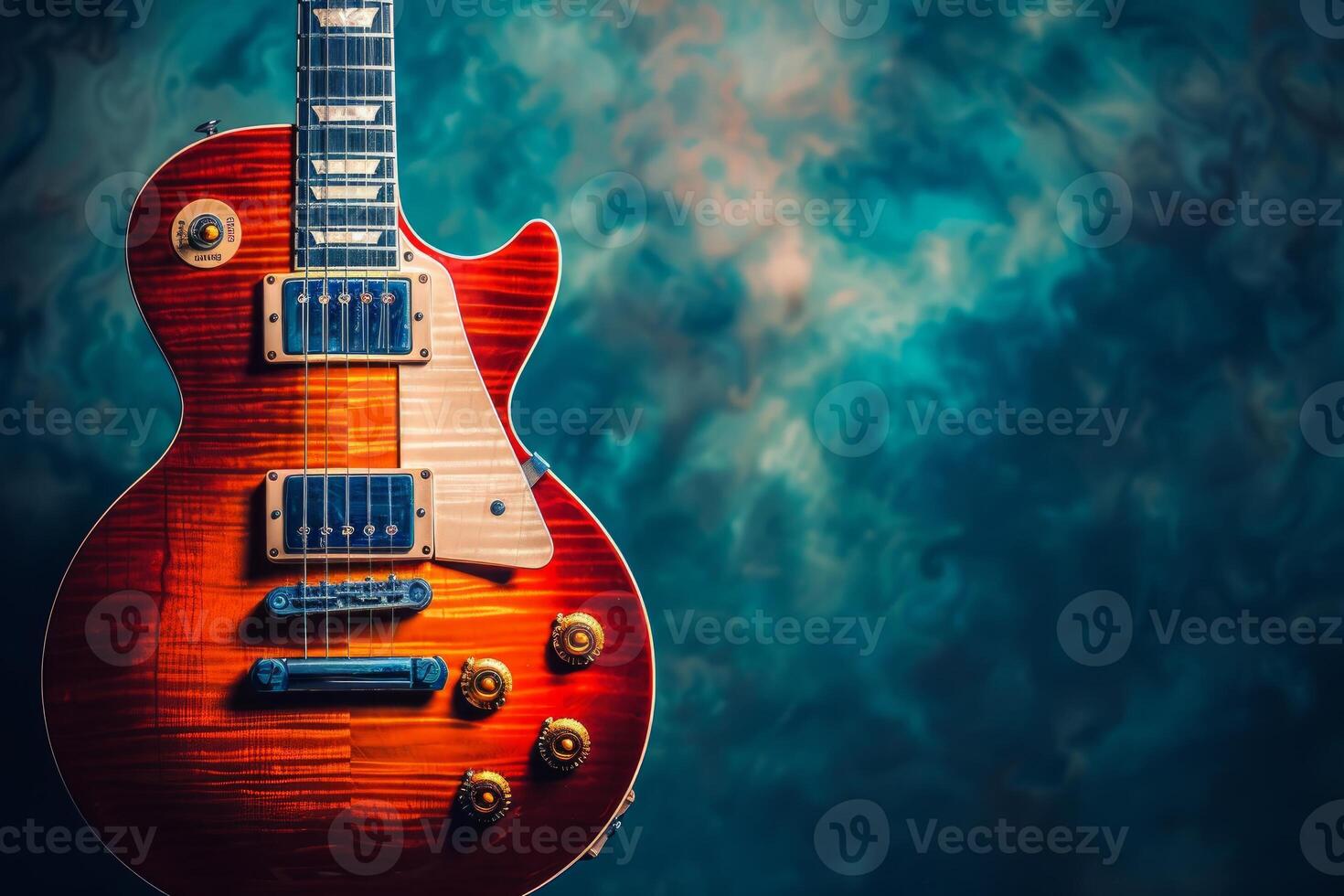 Classic electric guitar on abstract background photo