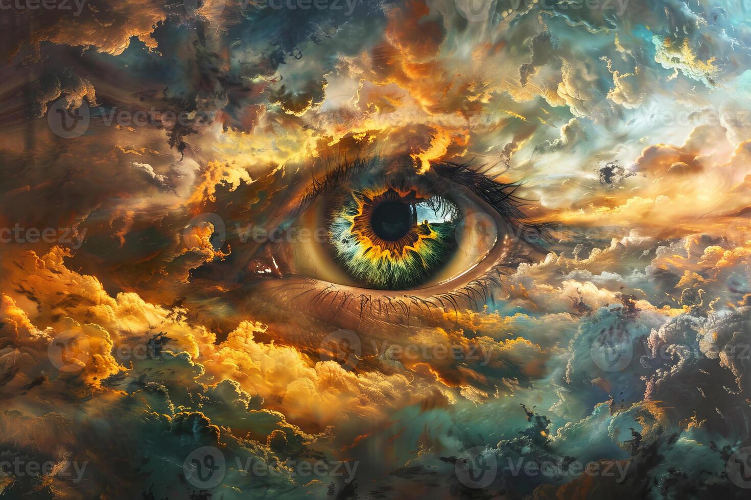 Visionary skies, majestic eye amidst celestial clouds photo