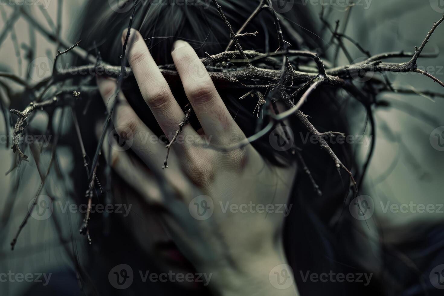 Dark embrace, twisted branches and despair photo