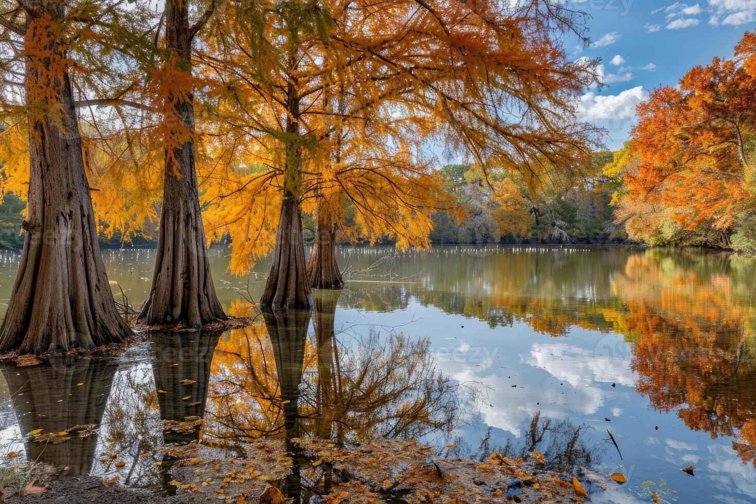 Autumnal serenity at a cypress pond photo