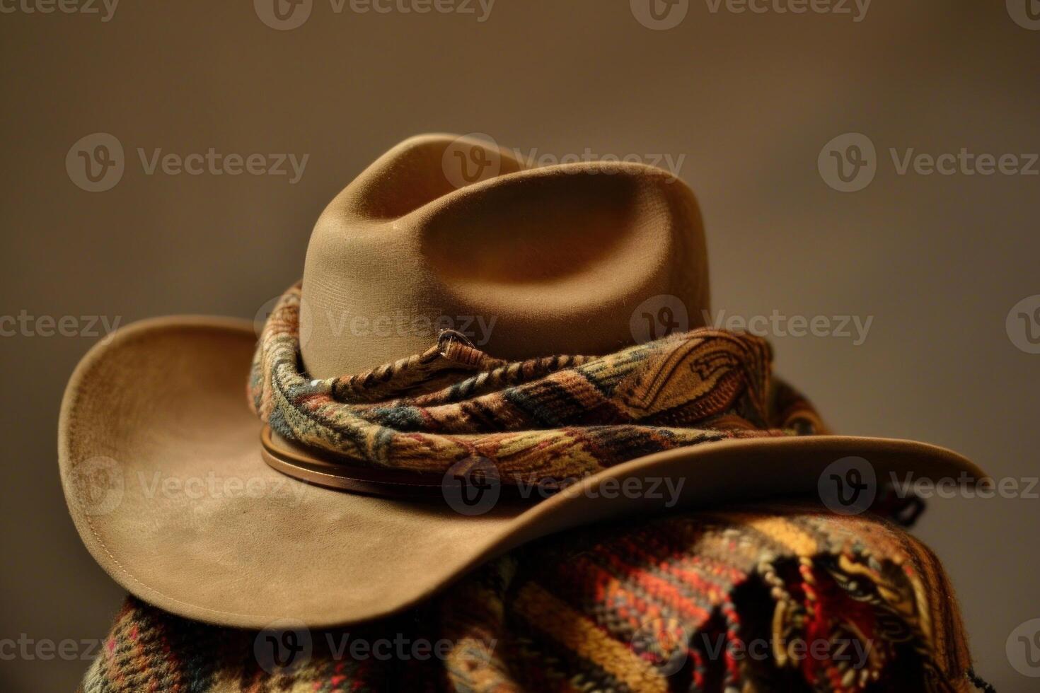 Cowboy hat on southwestern pattern cloth photo