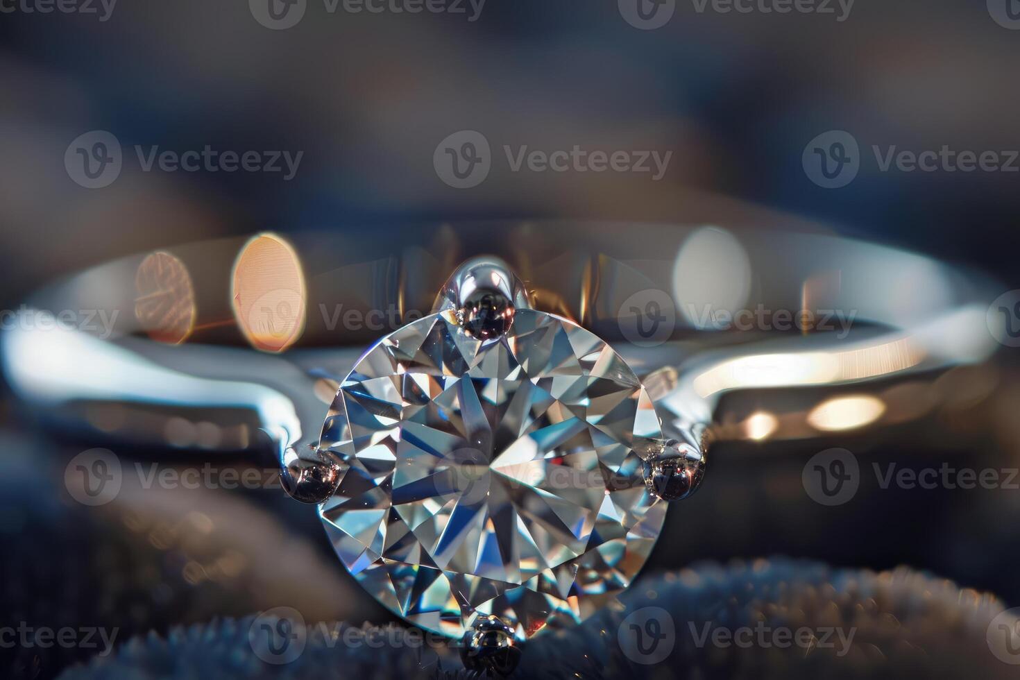 Sparkling solitaire diamond engagement ring photo