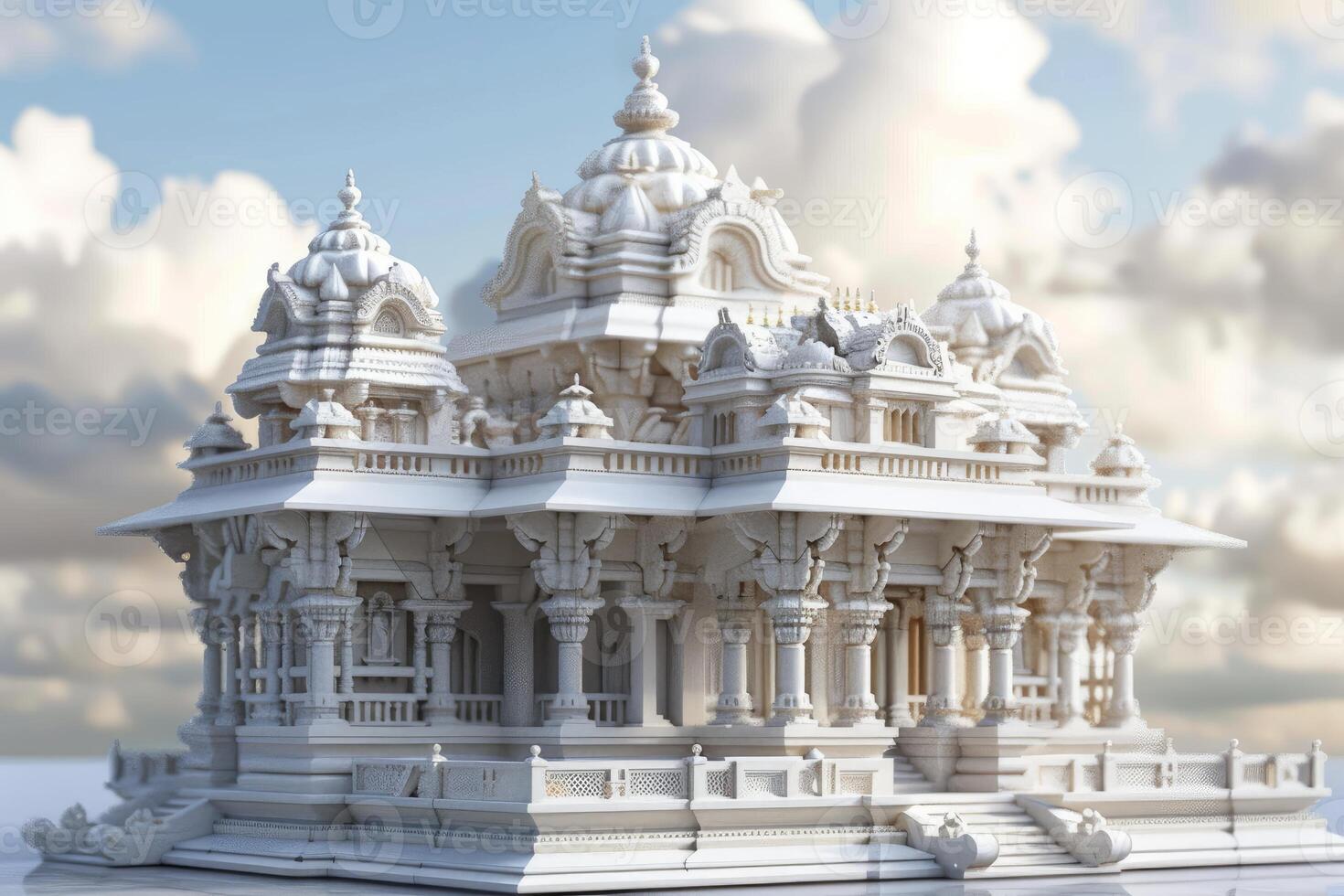 Majestic 3d rendered temple on clouds photo