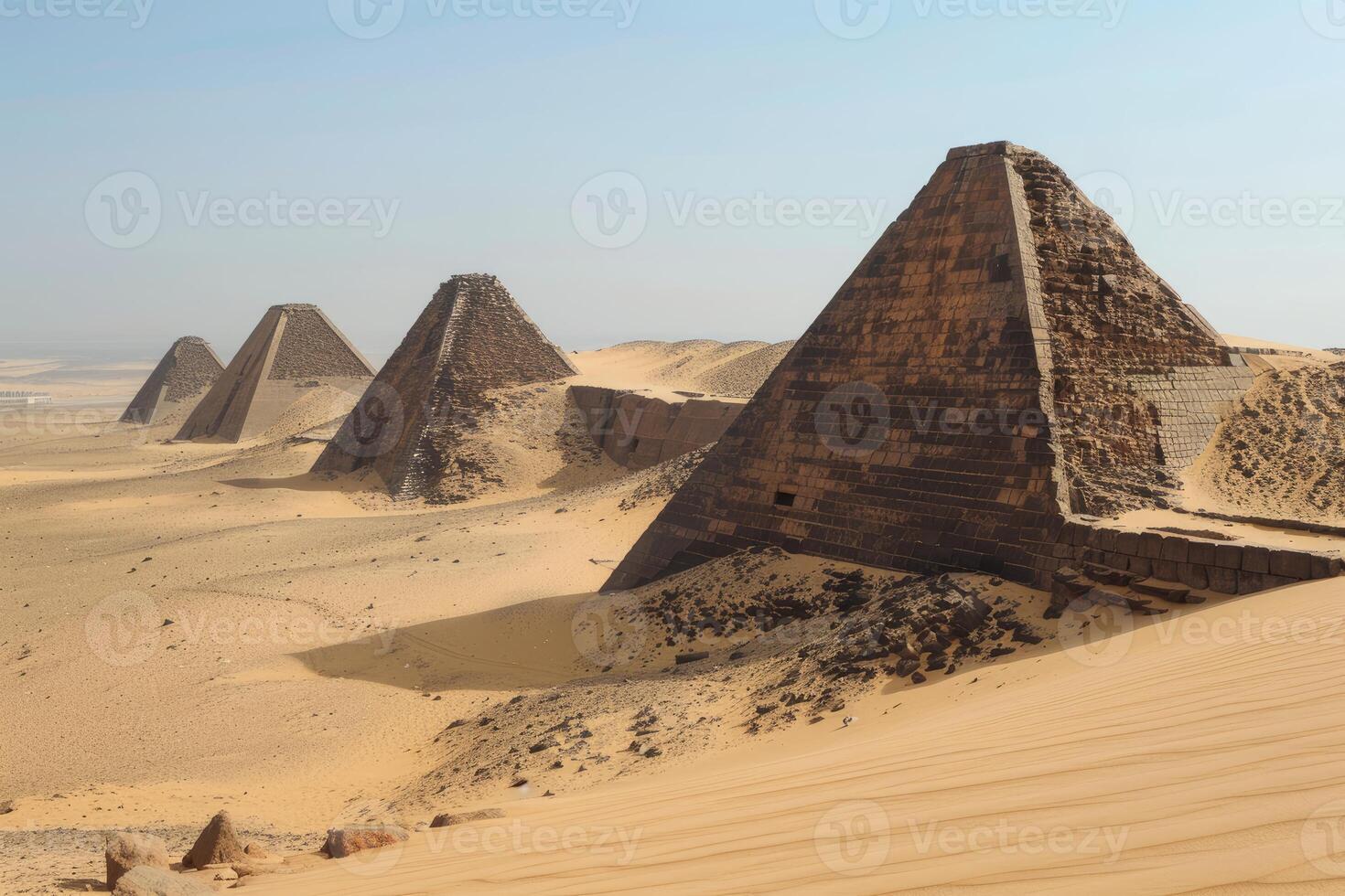 Ancient nubian pyramids in the desert sands photo
