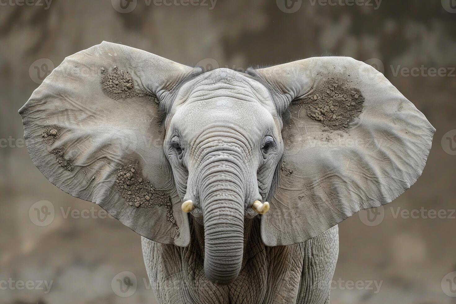 Closeup of an african elephant with detailed skin texture and serene expression photo