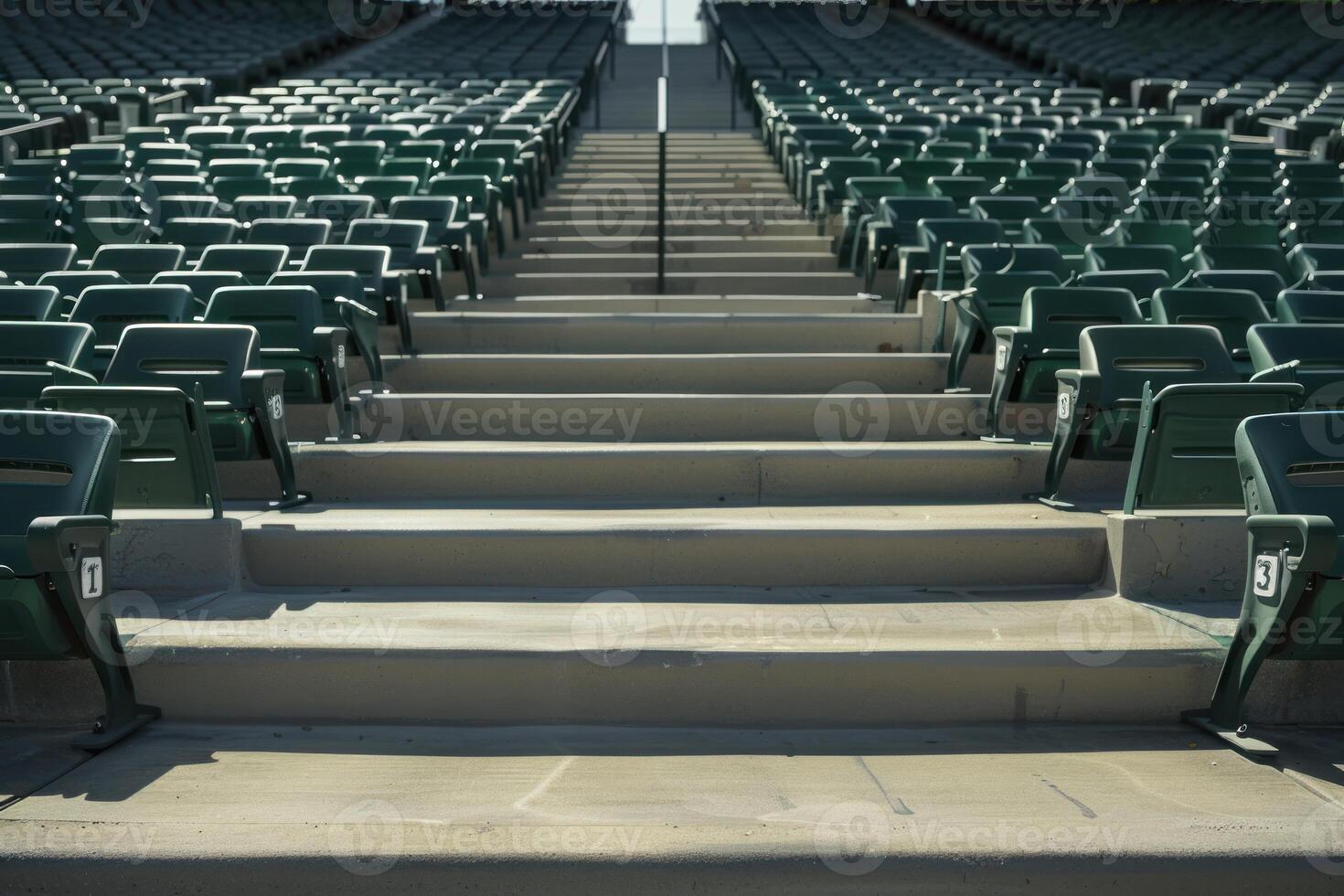 Empty stadium rows in daylight photo