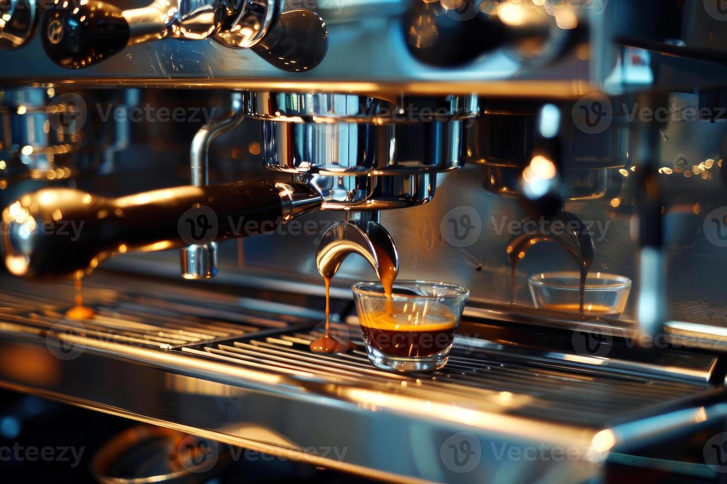Perfect espresso shot extraction from machine photo