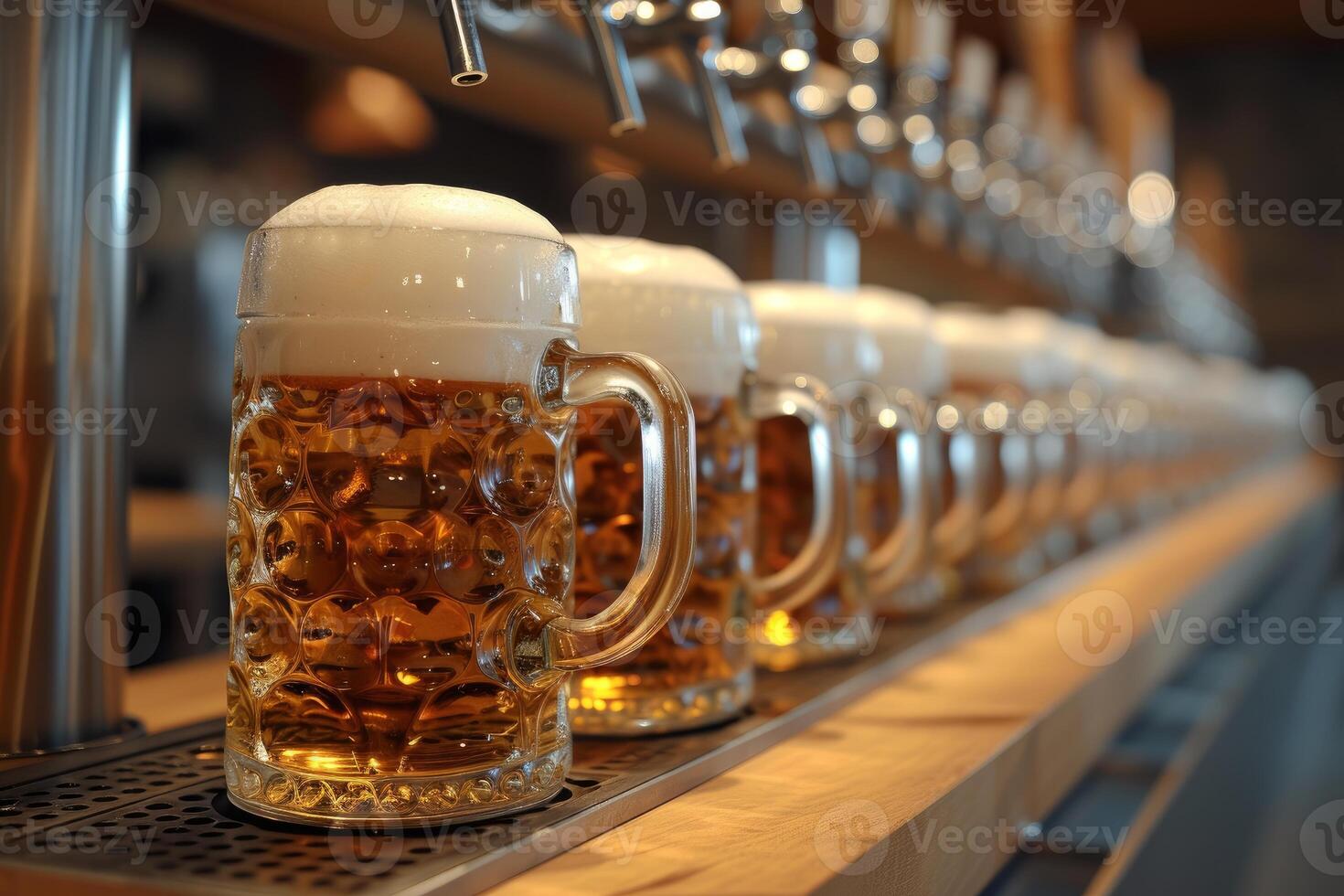 Spacious Beer mug counter bar. Generate Ai photo