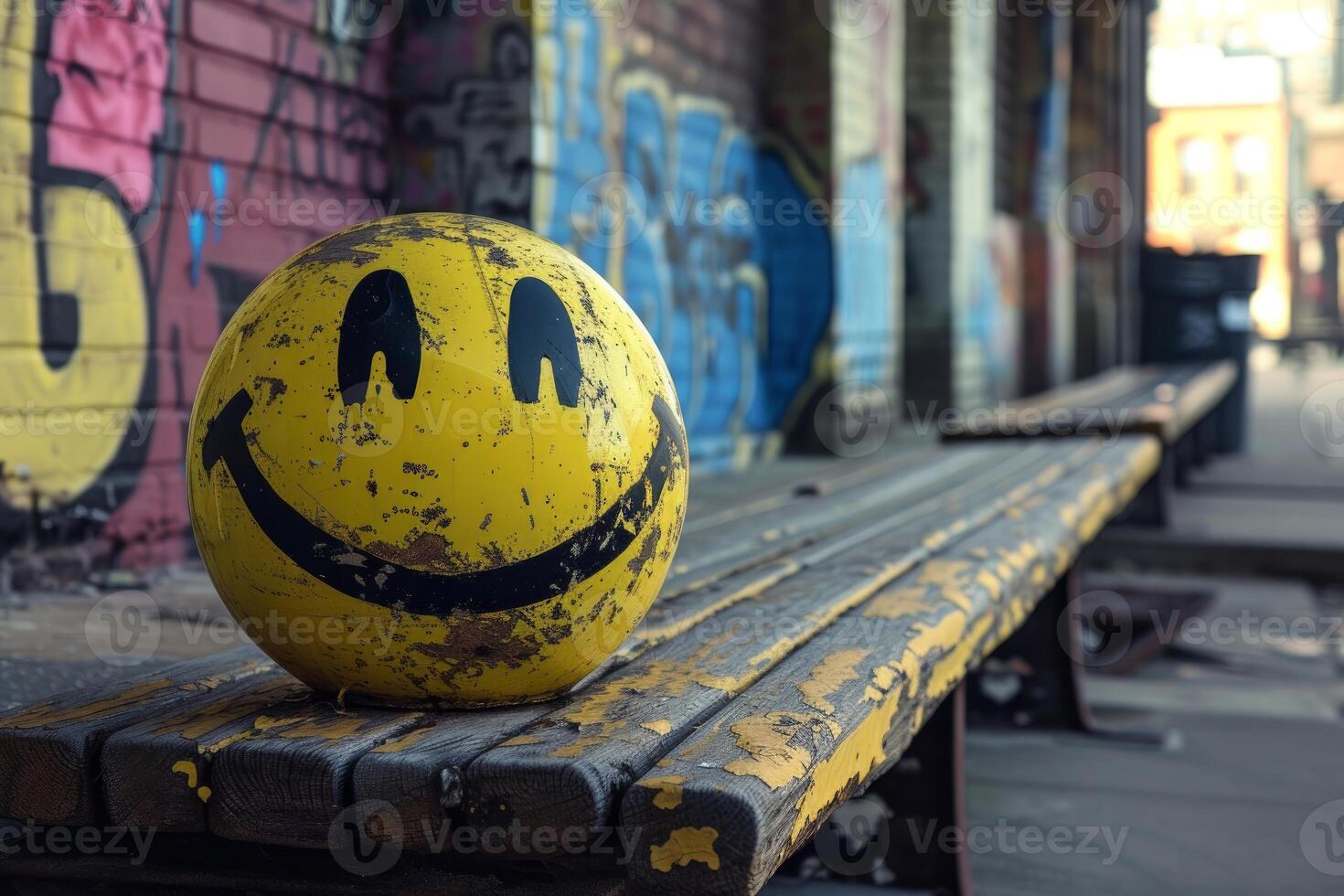 Animated Crazy yellow smiley. Generate Ai photo