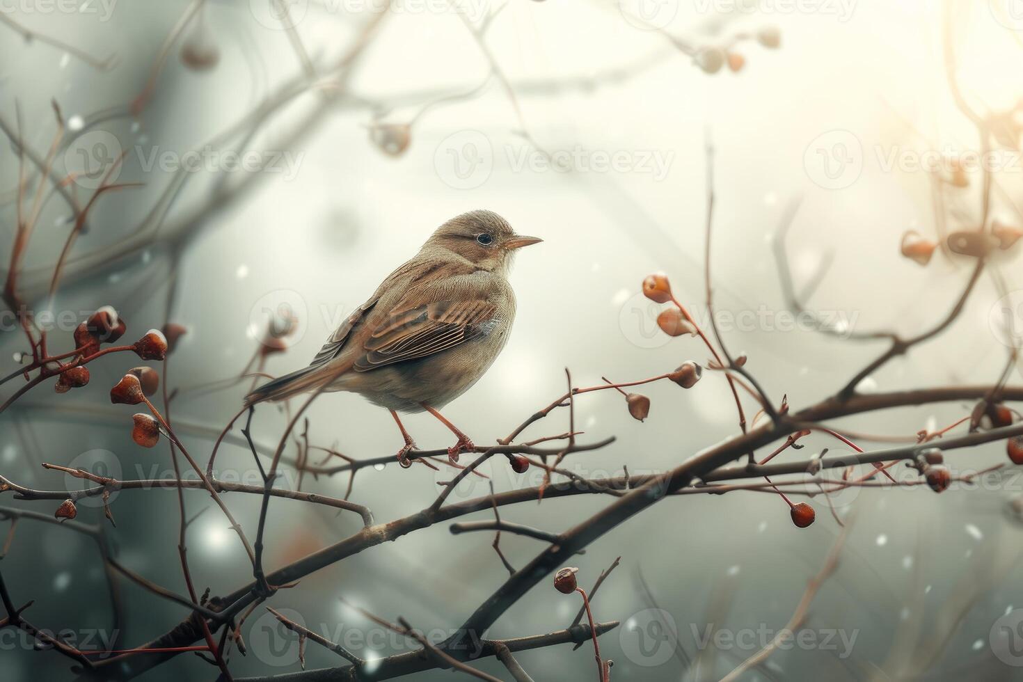 Captivating Bird branch digital art. Generate AI photo