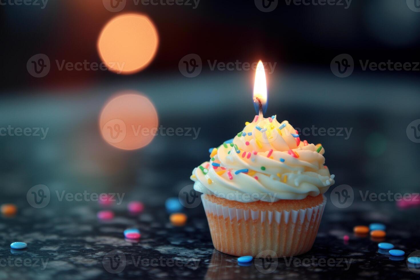 Scrumptious Birthday cupcake. Generate Ai photo