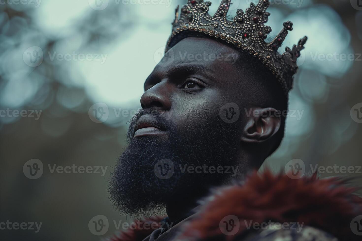 Mysterious Black king low beard. Generate Ai photo
