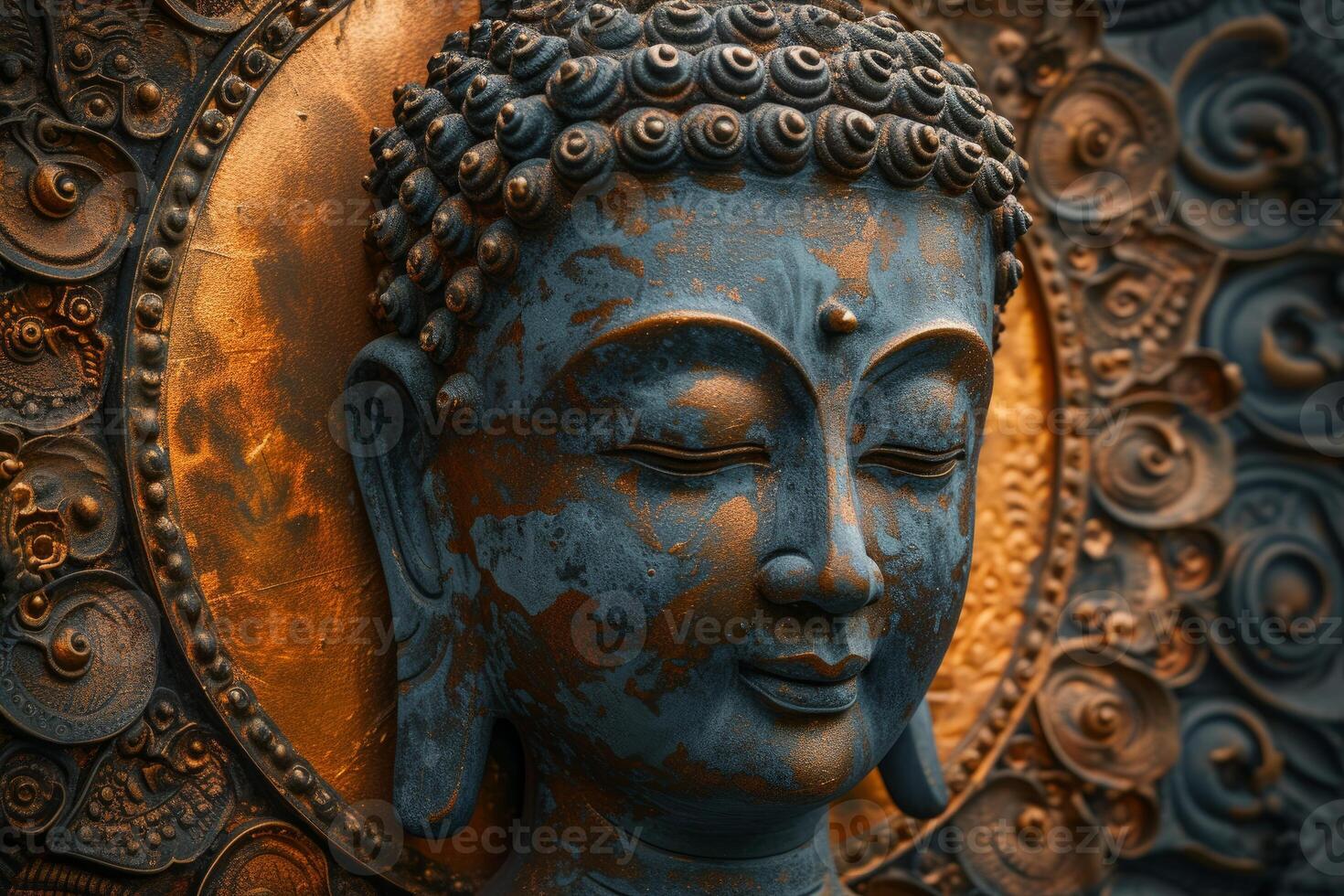 Serene buddha statue with intricate design photo
