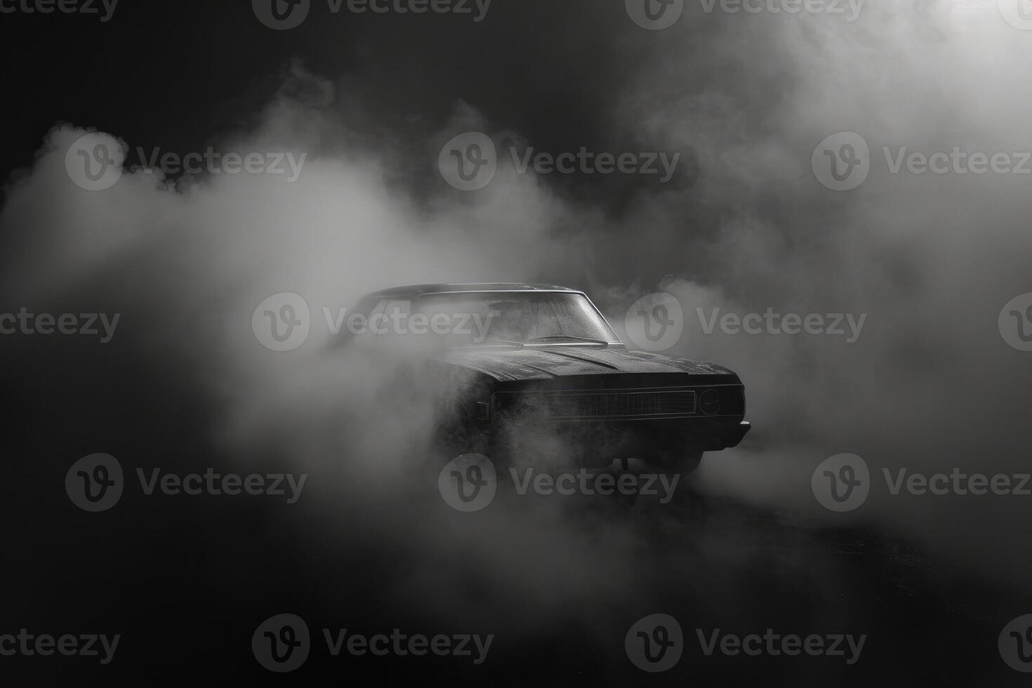 Mysterious car emerging from fog photo