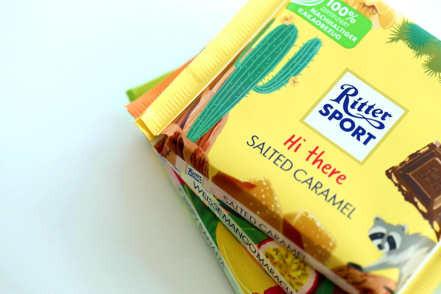 TERNOPIL, UKRAINE - JULY 7, 2023 Ritter Sport Chocolate square bars with exotic taste photo