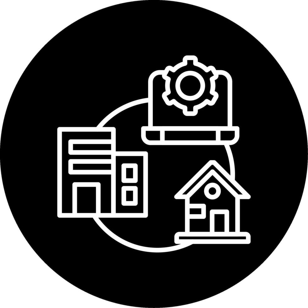 Hybrid Work Circle Icon vector