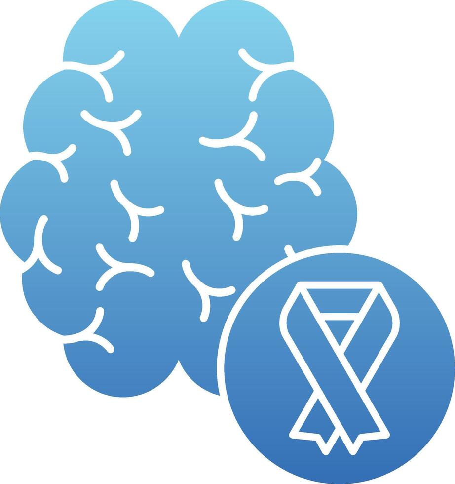 Brain Grey Ribbon Glyph Gradient Icon vector