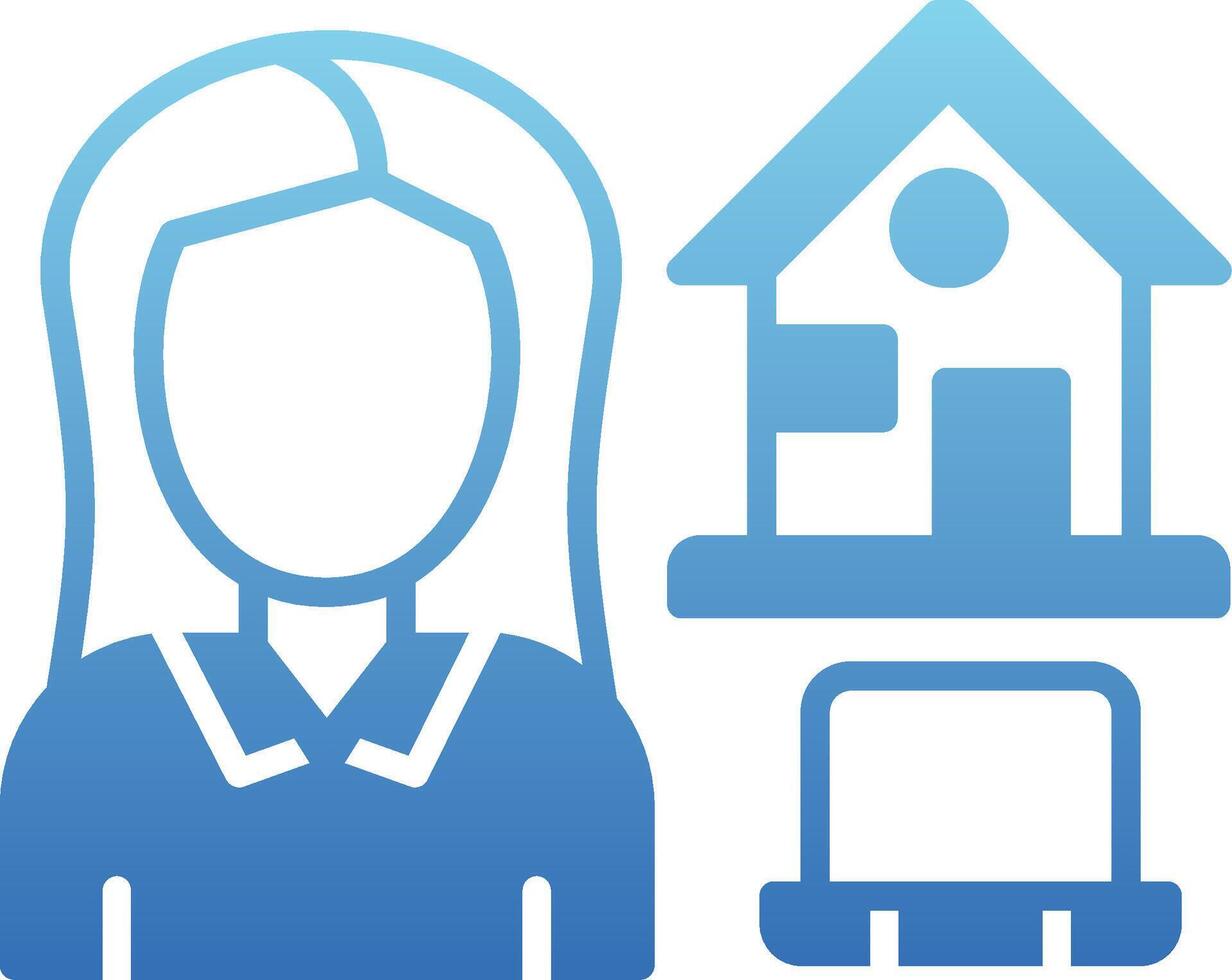 Work At Home Glyph Gradient Icon vector