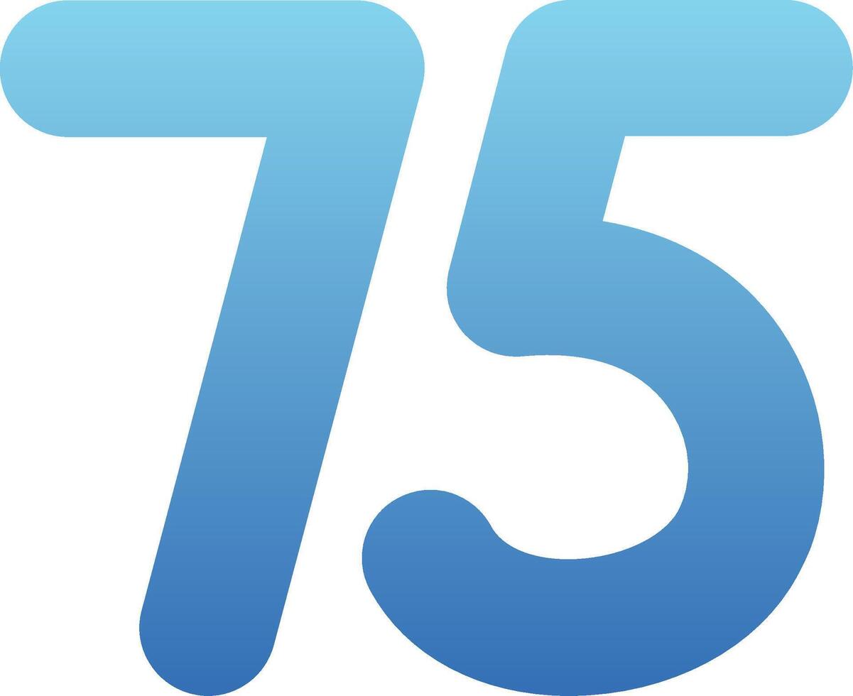 Seventy five Glyph Gradient Icon vector