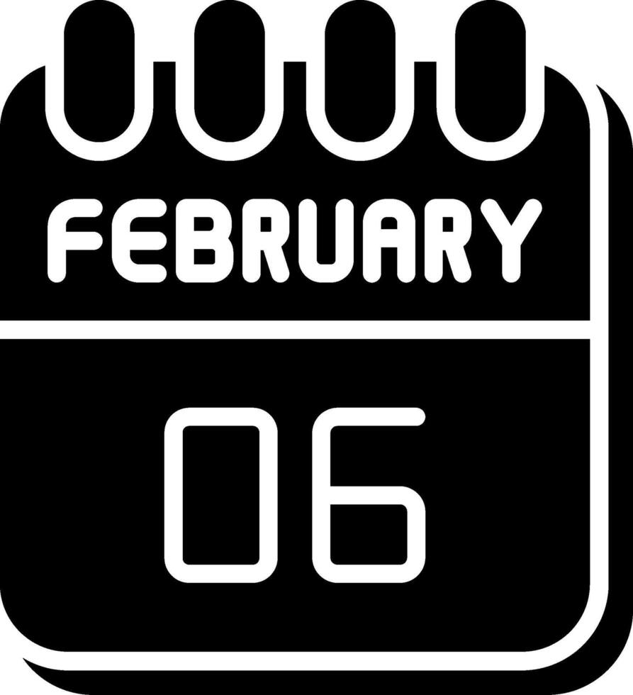 6 February Glyph Icon Design vector