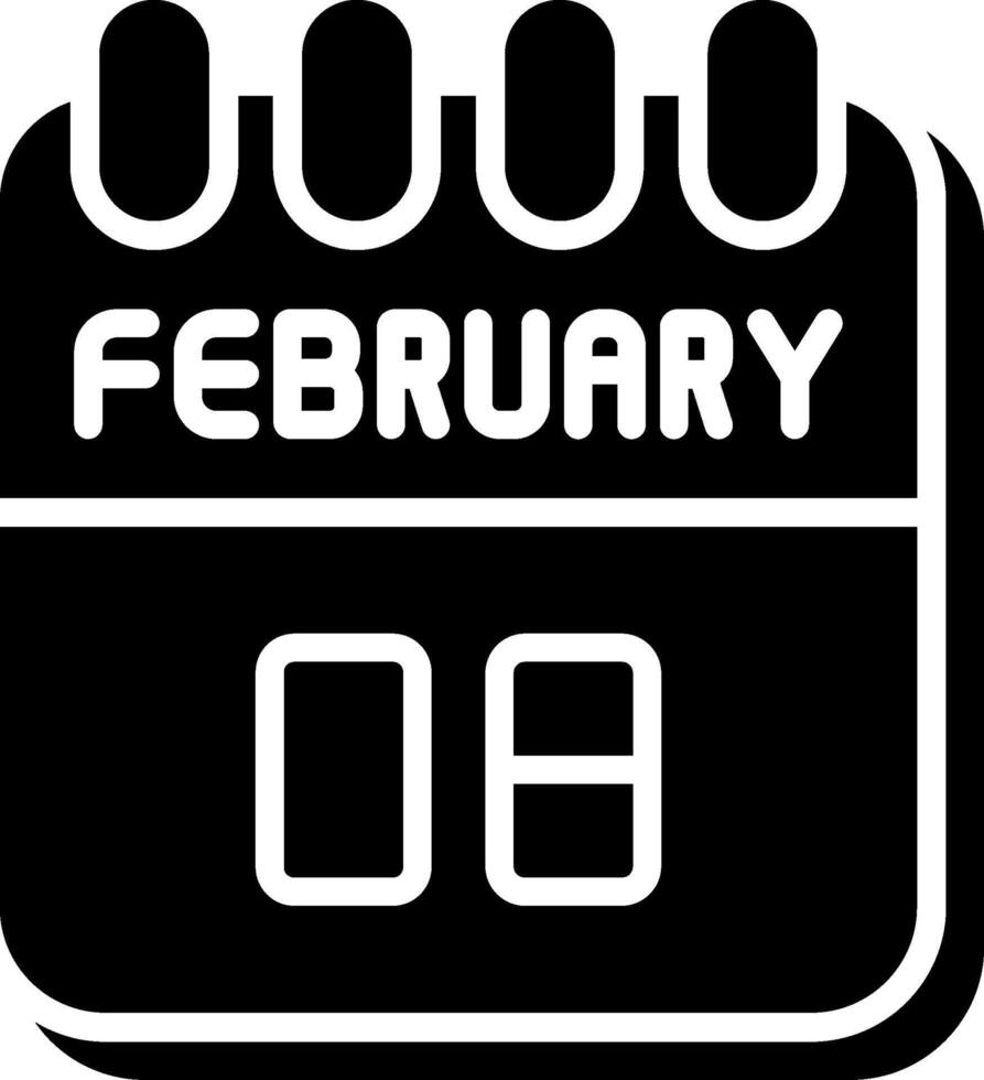 8 February Glyph Icon Design vector