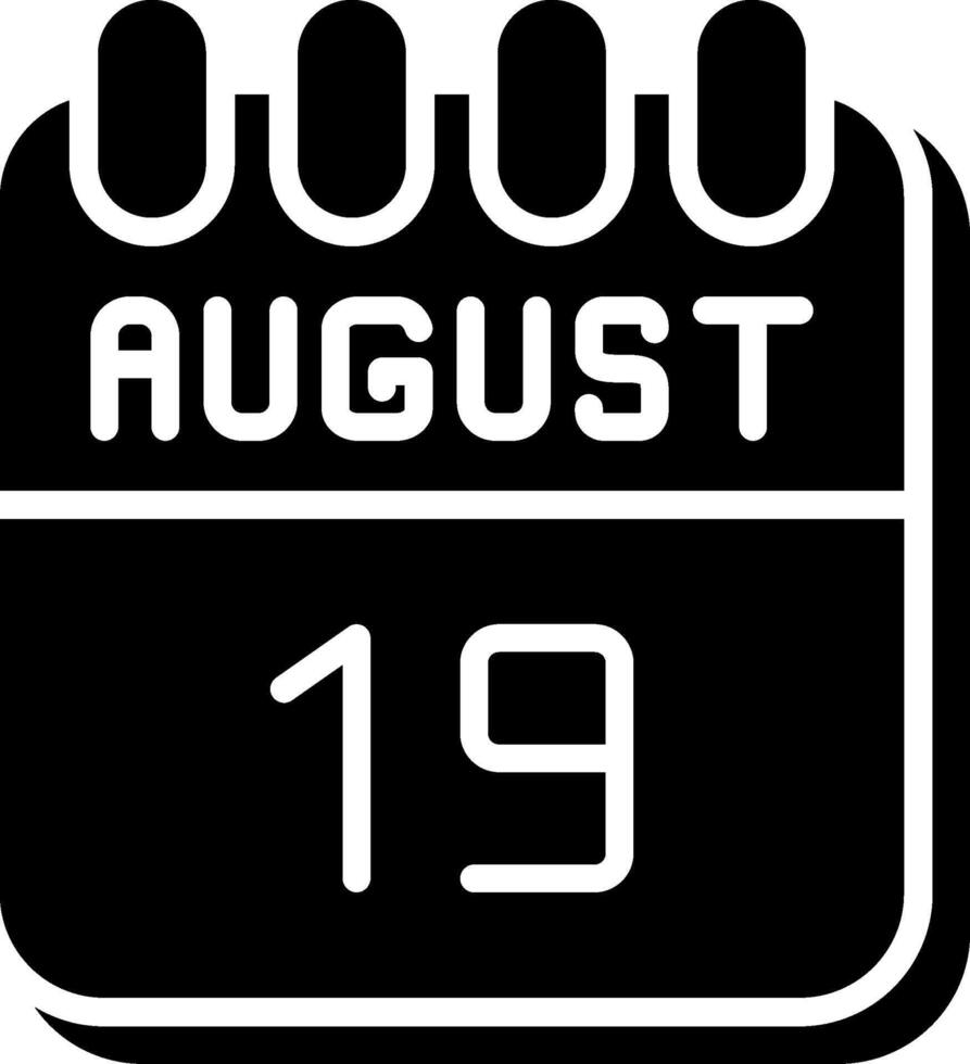 19 August Glyph Icon Design vector