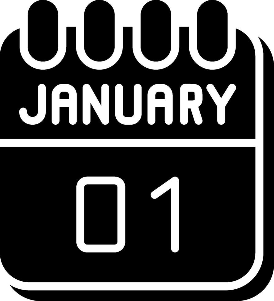 1 January Glyph Icon Design vector