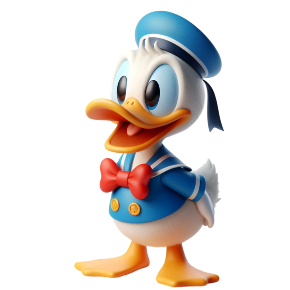 Donald duck cartoon character with a sailor hat isolated from background png