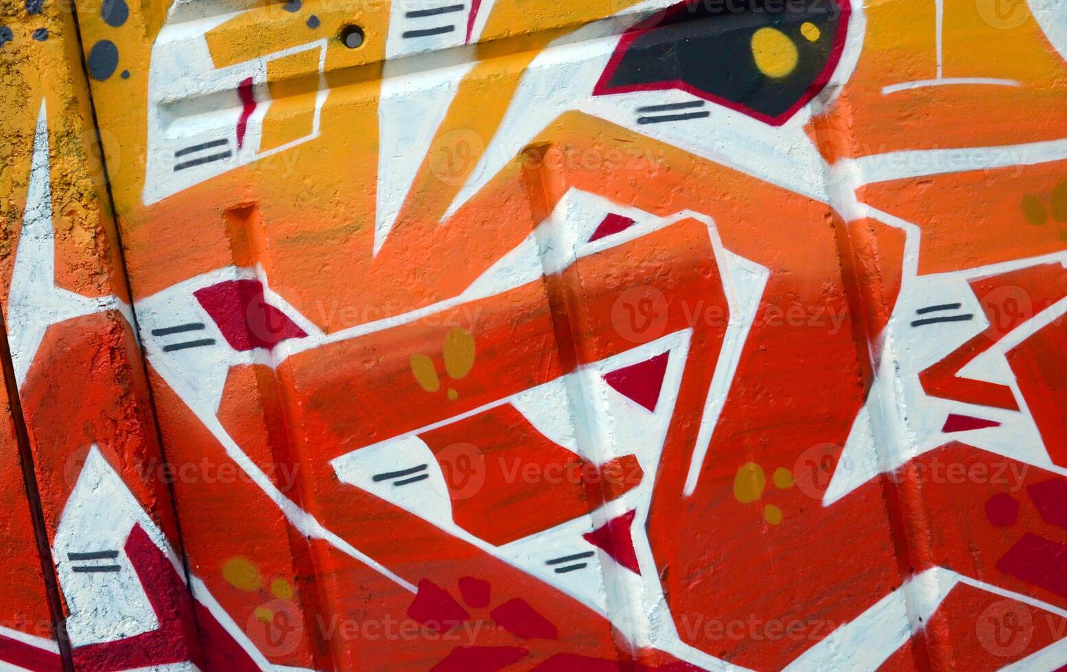 Colorful background of graffiti painting artwork with bright aerosol outlines on wall. Old school street art piece made with aerosol spray paint cans. Contemporary youth culture photo