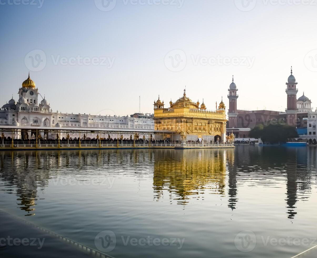 Beautiful view of Golden Temple - Harmandir Sahib in Amritsar, Punjab, India, Famous indian sikh landmark, Golden Temple, the main sanctuary of Sikhs in Amritsar, India photo