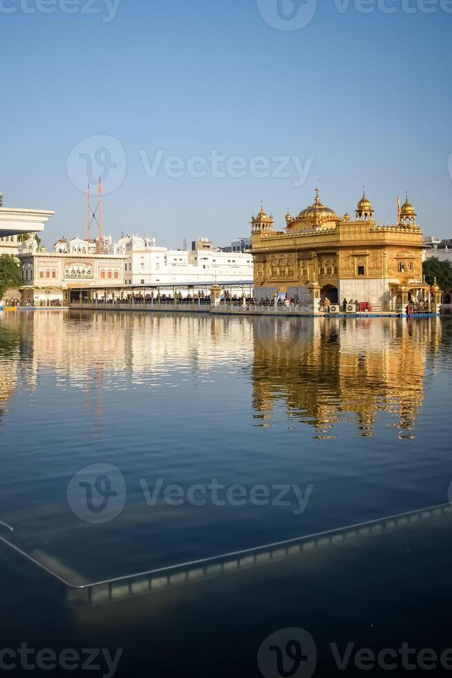 Beautiful view of Golden Temple - Harmandir Sahib in Amritsar, Punjab, India, Famous indian sikh landmark, Golden Temple, the main sanctuary of Sikhs in Amritsar, India photo