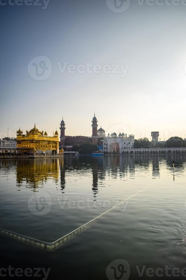 Beautiful view of Golden Temple - Harmandir Sahib in Amritsar, Punjab, India, Famous indian sikh landmark, Golden Temple, the main sanctuary of Sikhs in Amritsar, India photo