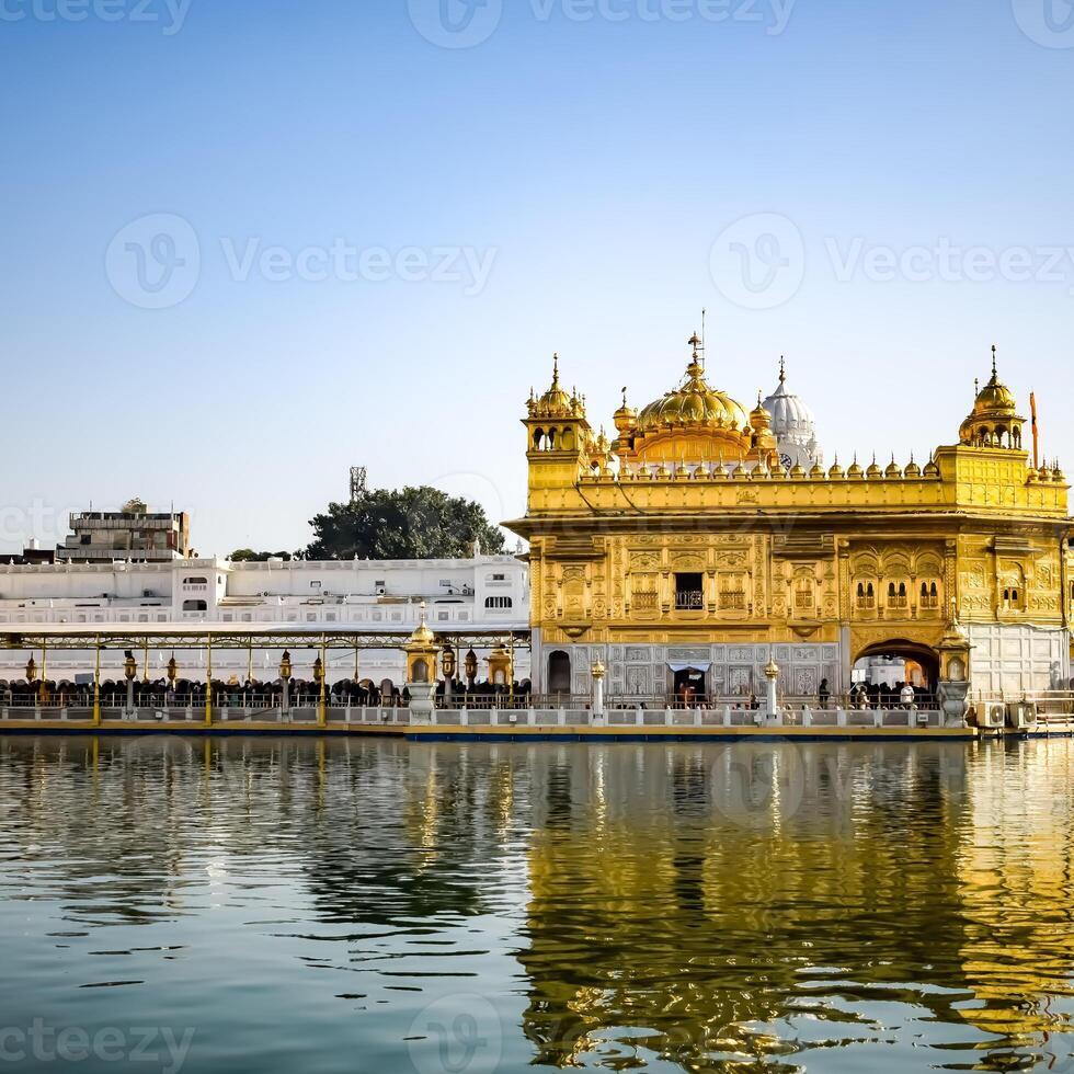 Beautiful view of Golden Temple - Harmandir Sahib in Amritsar, Punjab, India, Famous indian sikh landmark, Golden Temple, the main sanctuary of Sikhs in Amritsar, India photo