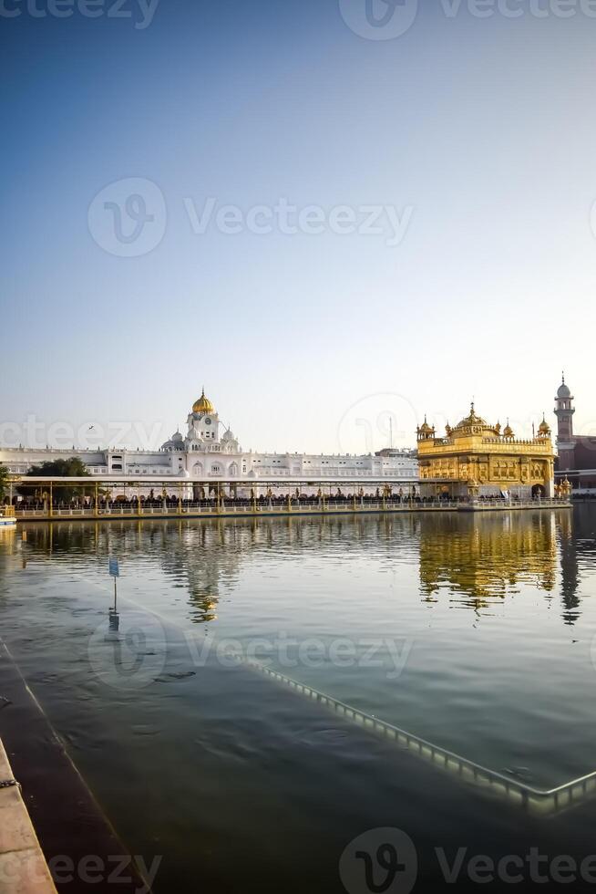 Beautiful view of Golden Temple - Harmandir Sahib in Amritsar, Punjab, India, Famous indian sikh landmark, Golden Temple, the main sanctuary of Sikhs in Amritsar, India photo
