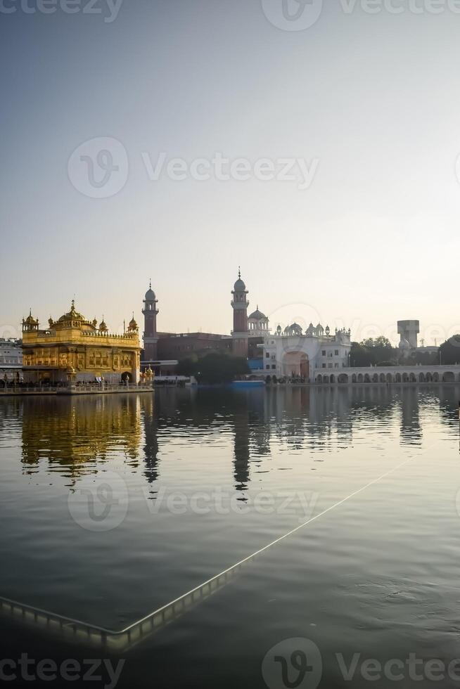 Beautiful view of Golden Temple - Harmandir Sahib in Amritsar, Punjab, India, Famous indian sikh landmark, Golden Temple, the main sanctuary of Sikhs in Amritsar, India photo