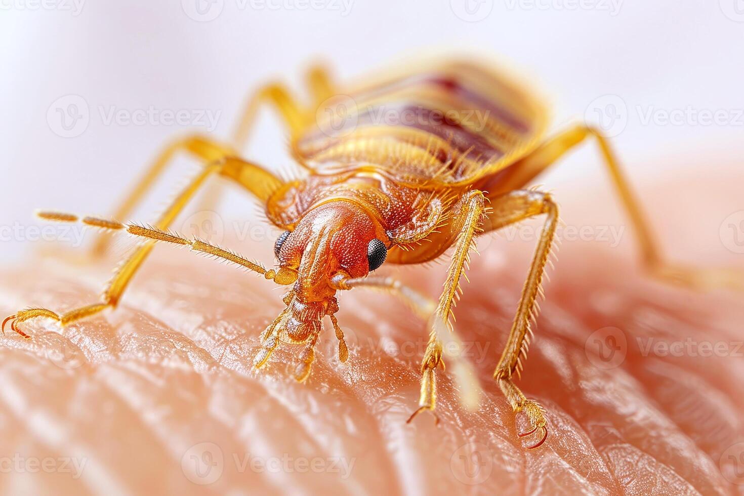 Close up of a bed bug on skin human. photo