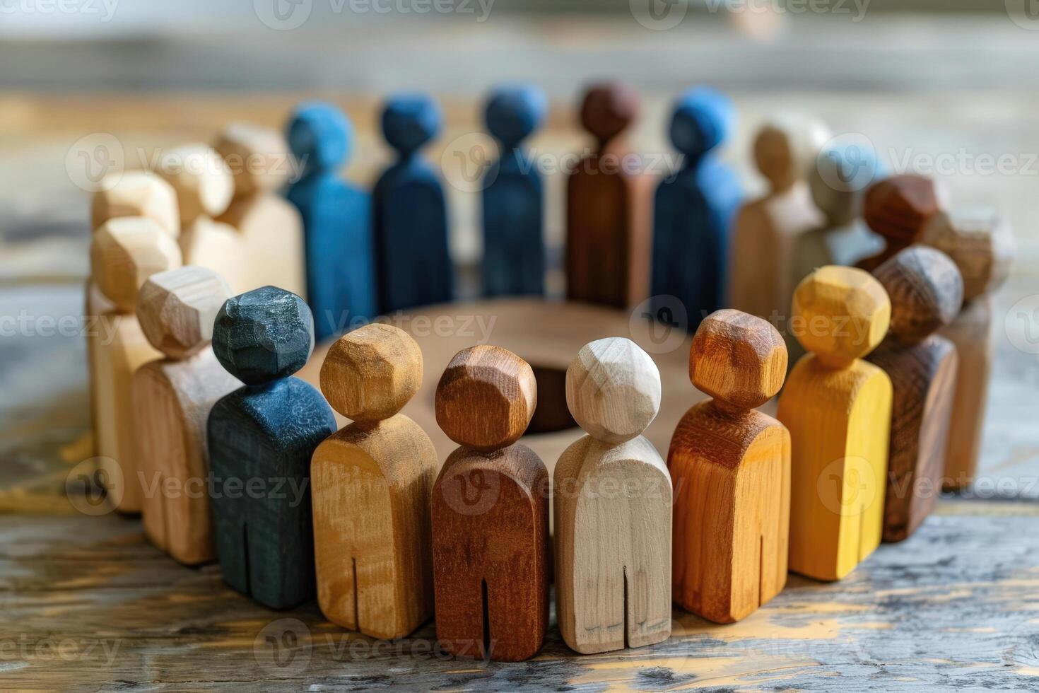 Diversity concept representing figure wooden in circle diverse people . . photo