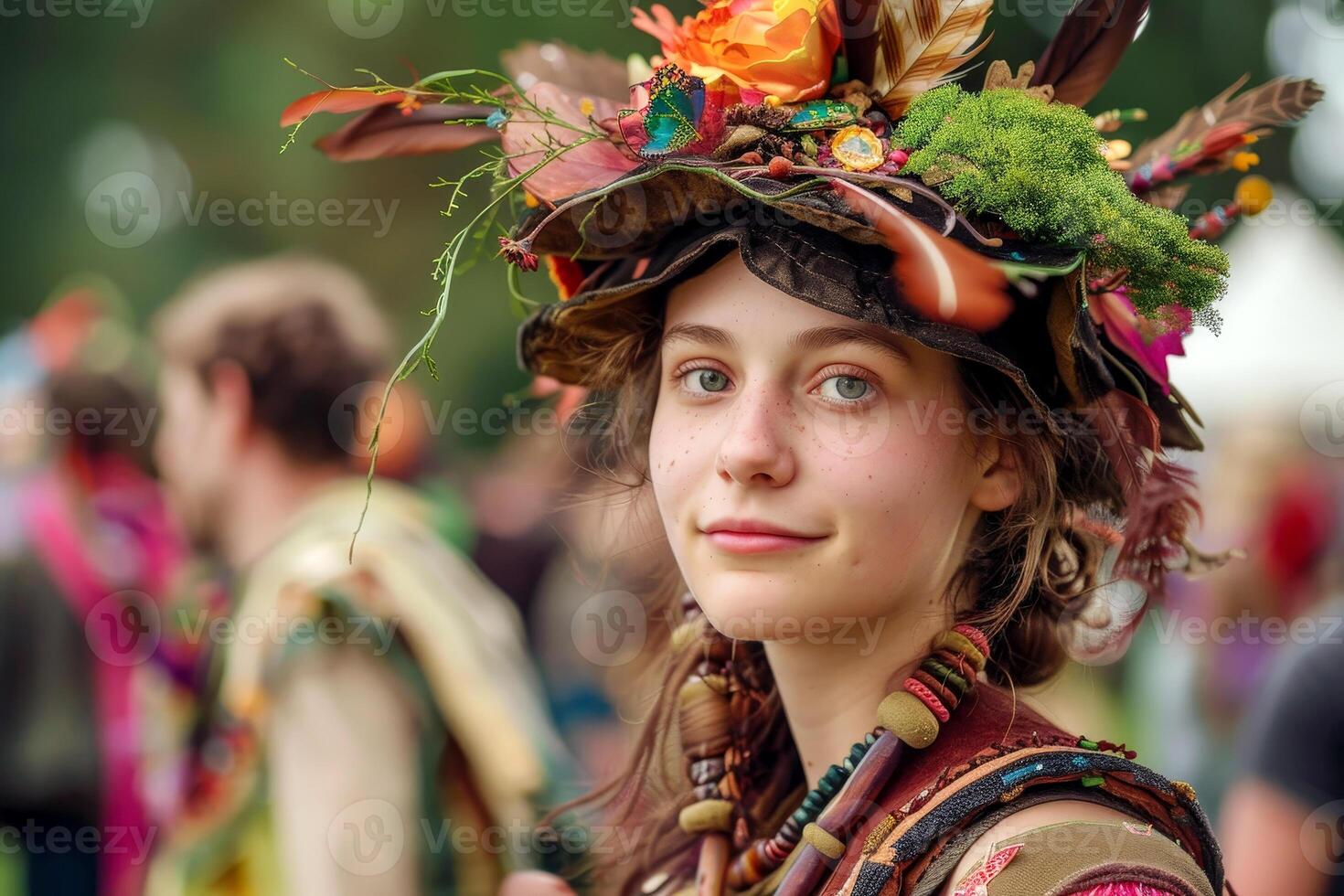 a woman wearing a playful and whimsical costume,. photo