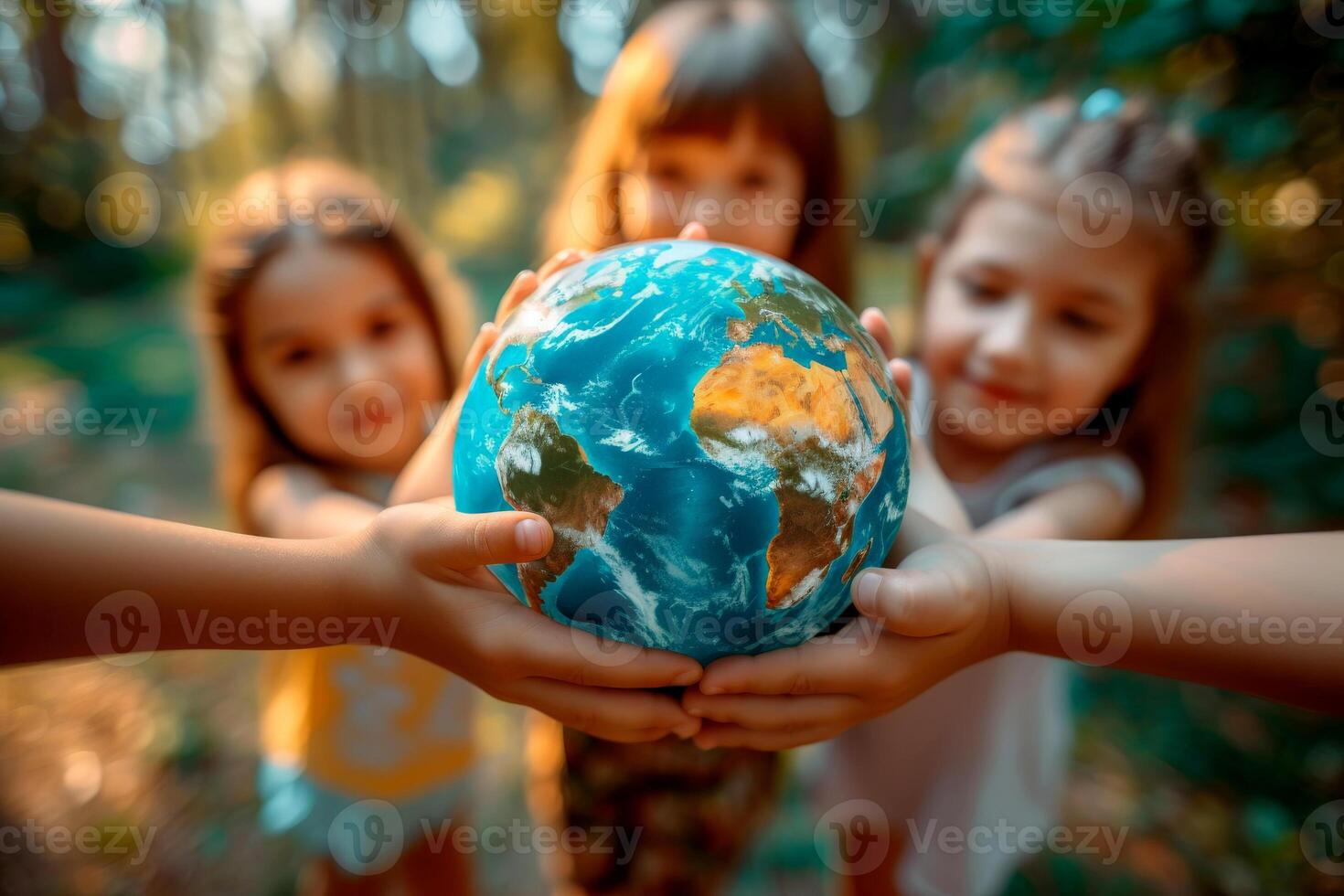 a globe surrounded by diverse children hands that exudes sustainability, inclusion, diversity and education. with photo