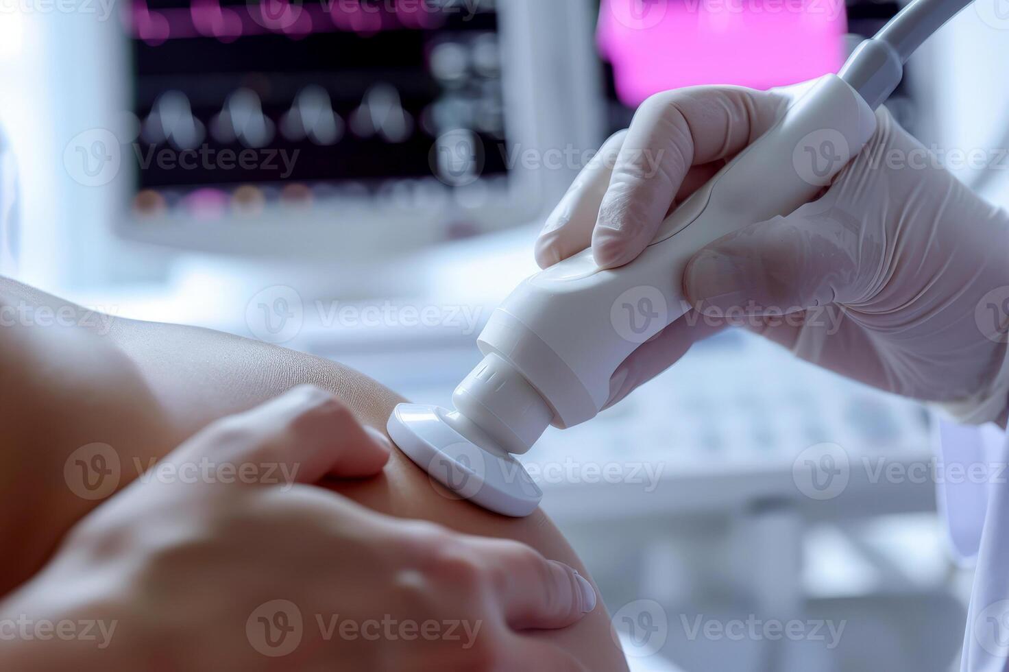 Pregnant Woman Experiences Joy in Hospital Ultrasound Checkup photo