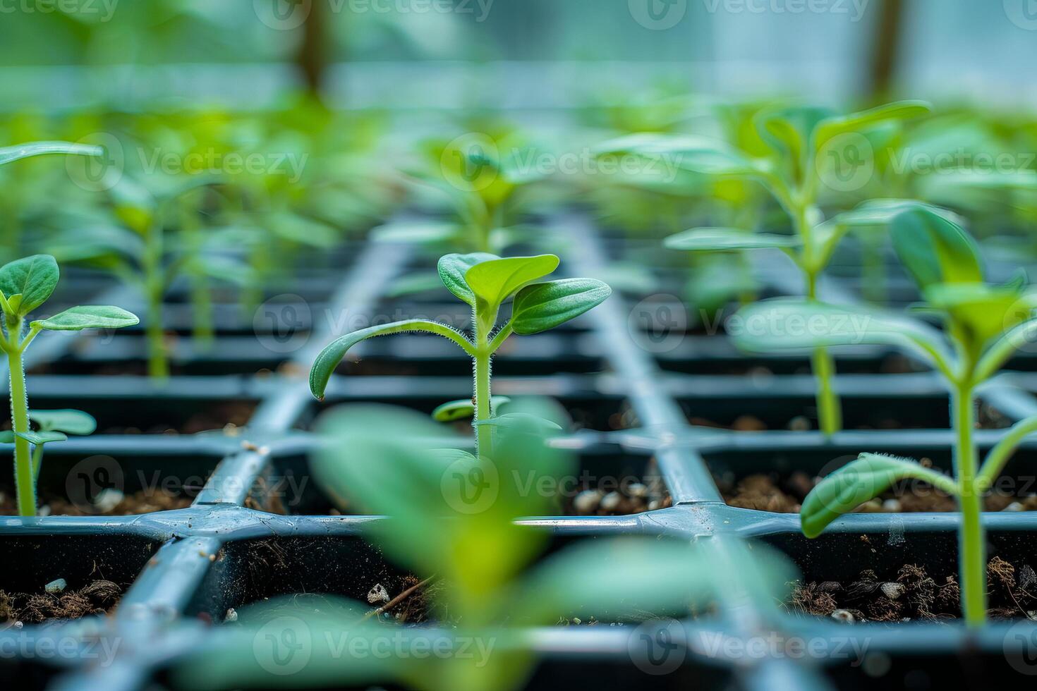 Closeup green seedling sprouting from the earth, symbolizing growth and organic agriculture, emphasizing eco friendly and healthy food practices. photo