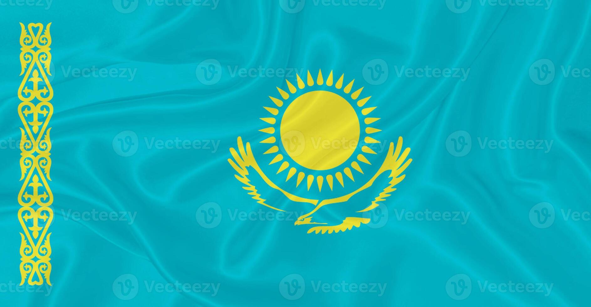 Flag of Kazakhstan Flying in the Air photo