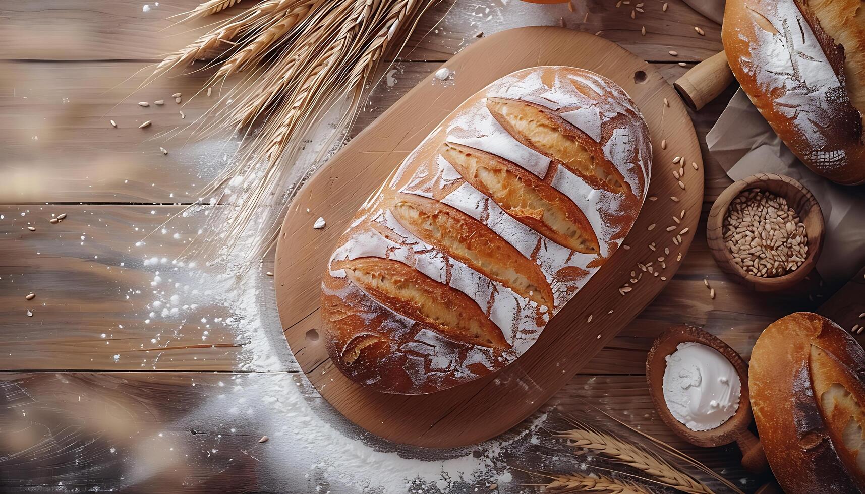 Rustic Bread and Baguette Display Top View photo