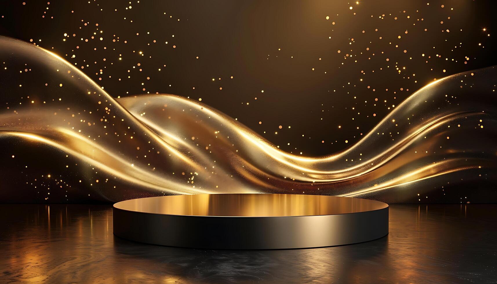 Elegant Black and Gold Podium Background photo