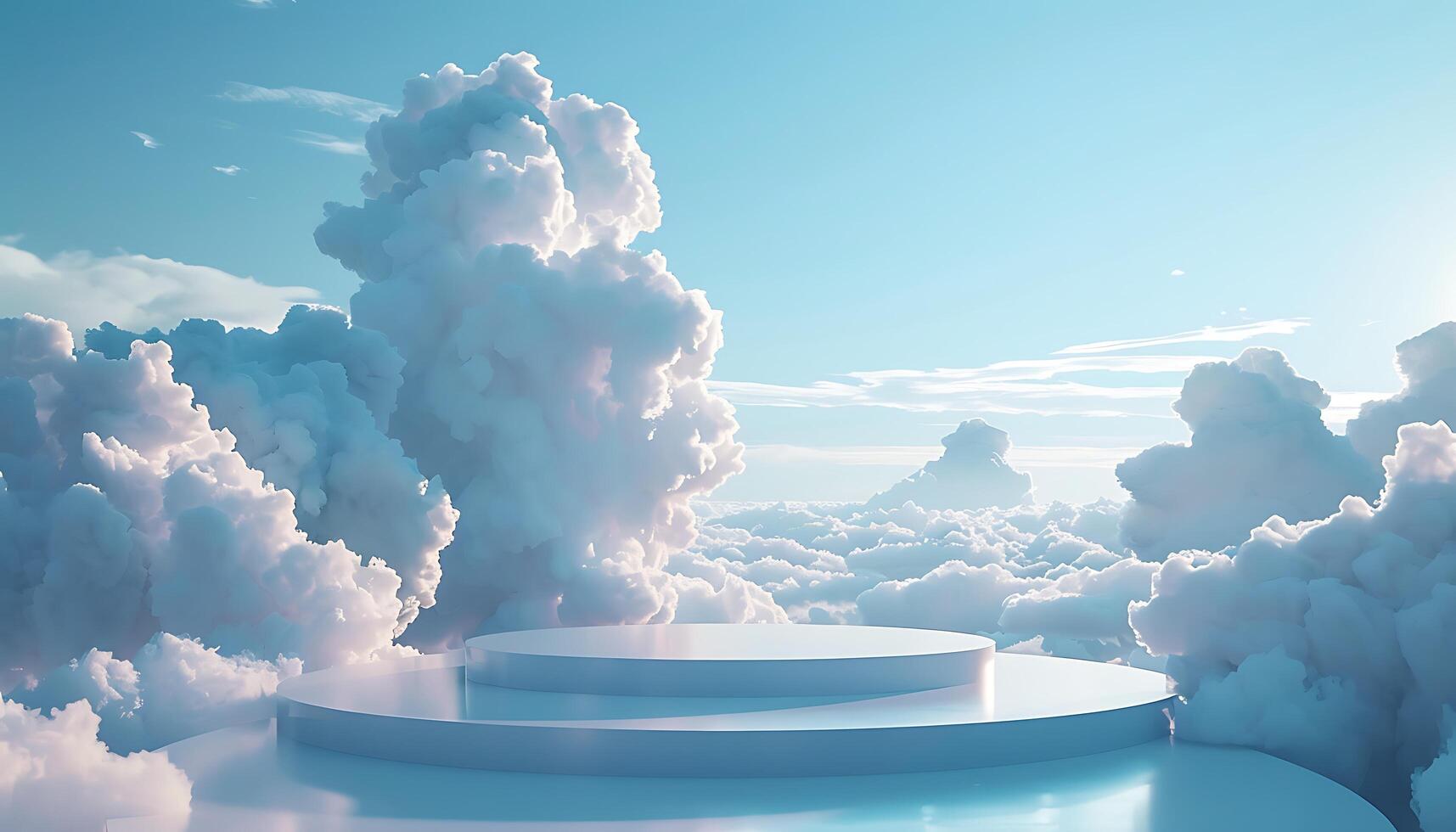3D Product Display with Sky Background photo